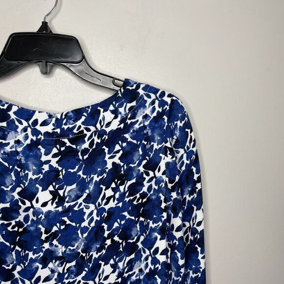 J CREW Womens Blue Floral Print Long Sleeve Shift Dress NEW Viscose XXS 2XS - Picture 5 of 8